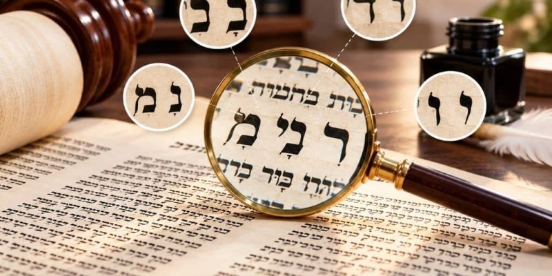 אותיות דומות בכתב סת״ם נבדקות באמצעות זכוכית מגדלת